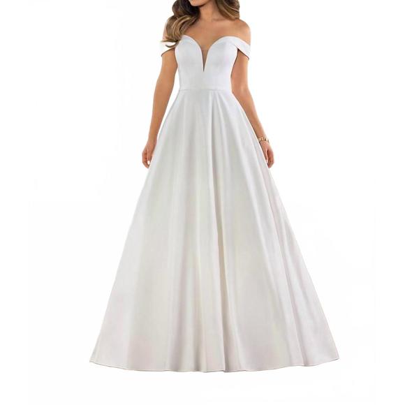 NEW ESSENCE OF AUSTRALIA off the shoulder wedding dress in ivory/porcelain - Picture 1 of 2